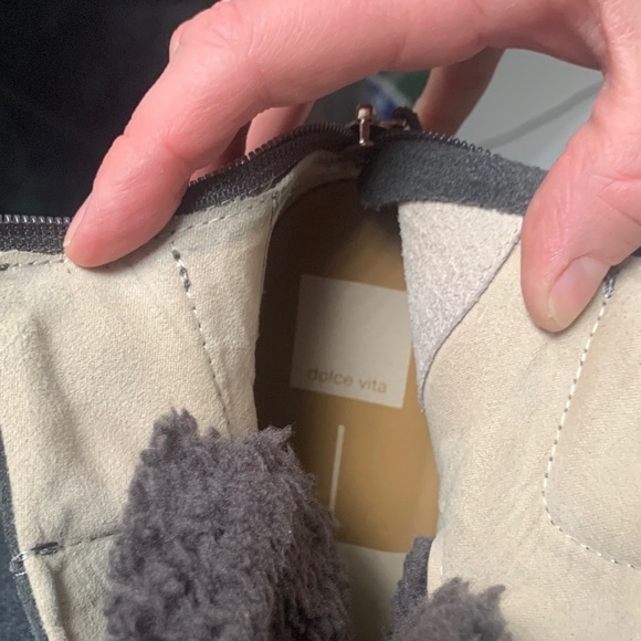 Dolce Vita Gray Shearling Lace-Up Boots - Picture 6 of 7